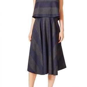 Tibi Striped Navy and Gray Midi dress